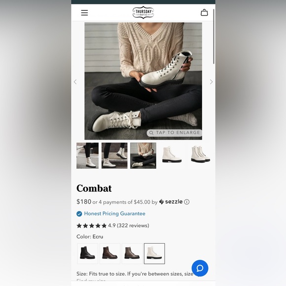 NWT Thursday Boot Company White Combat Boots - Picture 7 of 10